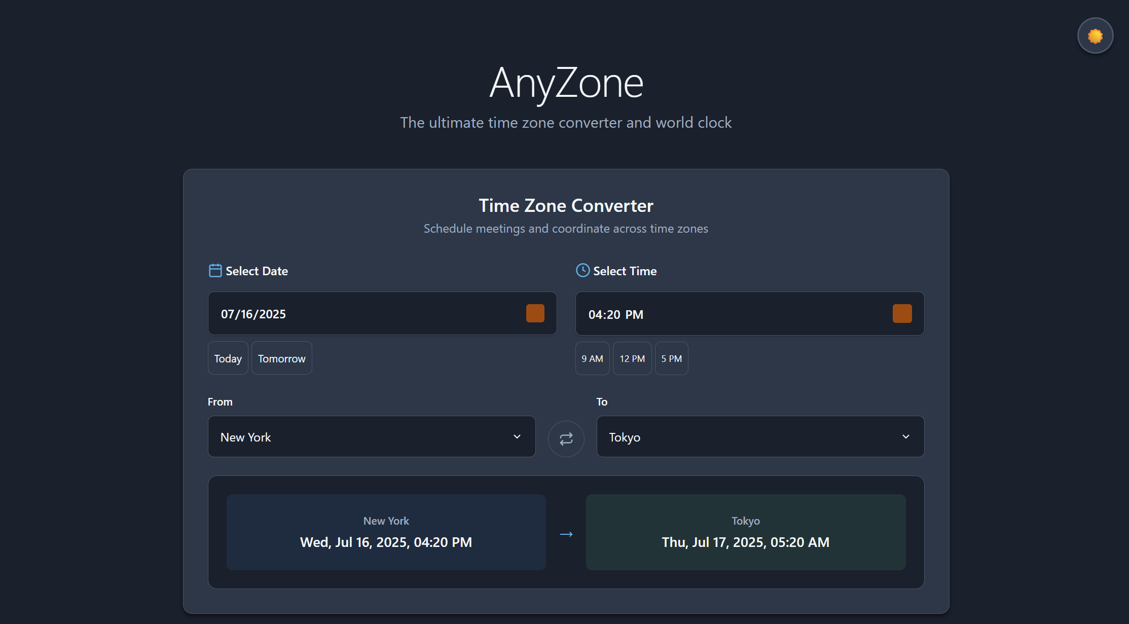 AnyZone Time Zone Tool